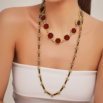 Sahar Enamel Long Layering  Necklace