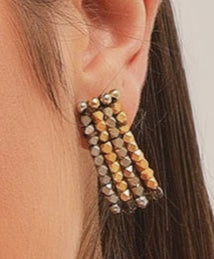 JAFNA OBLONG EARRINGS(TWO TONE)