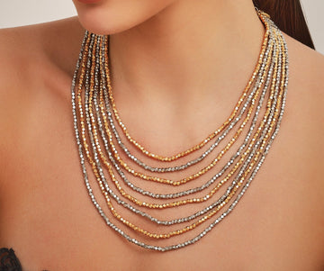 JAFNA MULTI LAYER NECKLACE (TWO TONE)