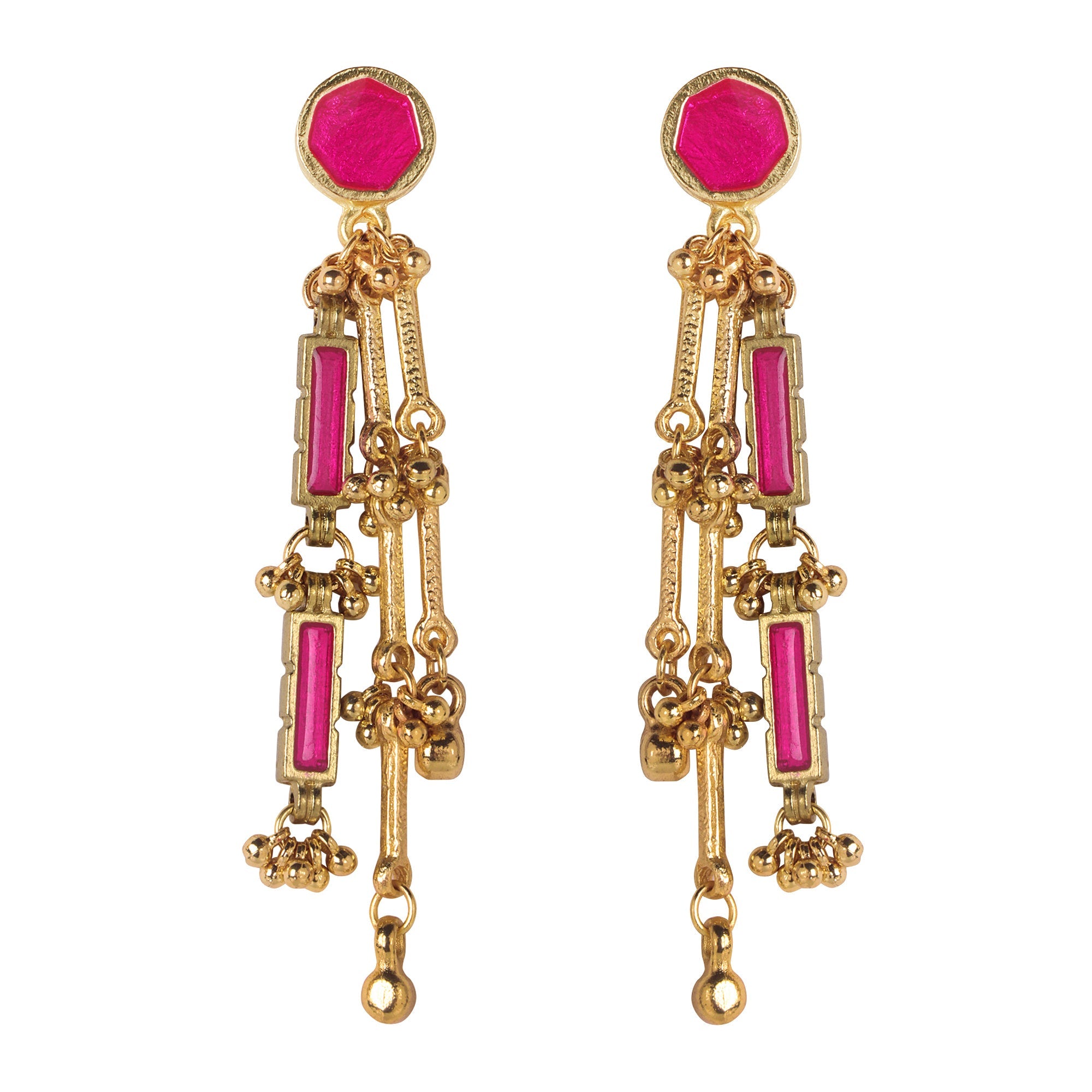 Rose Enamel Waterfall Earrings